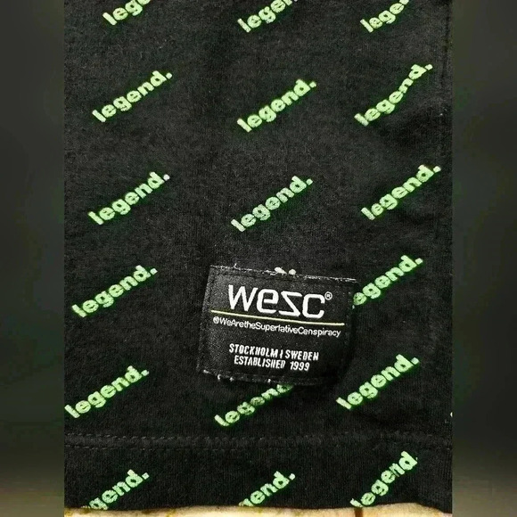 WESC Mason Legend 100% Cotton Black/Green Graphic T-shirt Unisex MM/WL - Picture 4 of 7